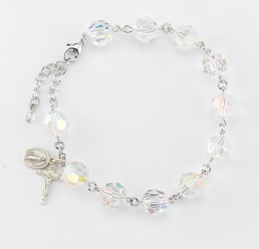 10mm Finest Crystal Sterling Silver Rosary Bracelet-Bxd