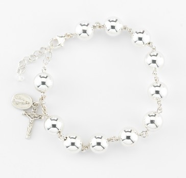 10mm Sterling Silver Rosary Bracelet-Bxd
