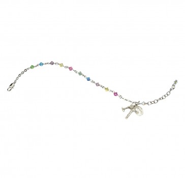 4mm Finest Crystal Aurora Rondell Multi-Colored  Beads with Sterling Silver-(S3100/S1802/S3802)-Boxed