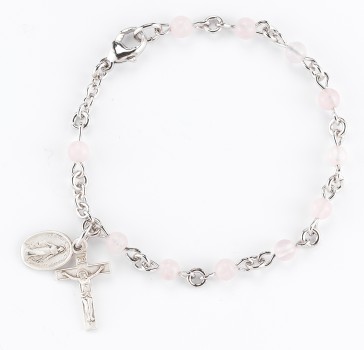 4mm Genuine Rose Quartz Rosary Bracelet-Bxd