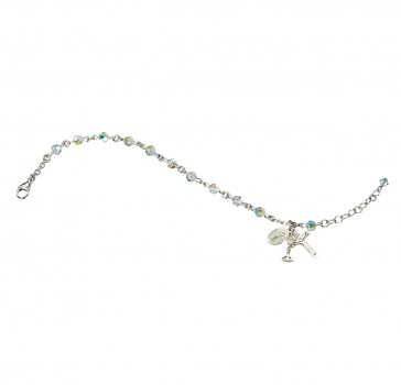 4mm Swarovksi Crystal Faceted Aurora Borealis Beads w/Sterling Silver-(S3100/S1802/S3802)-Bxd