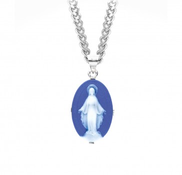 Genuine Cameo Oval Miraculous Blue-*18" Ch-Bxd
