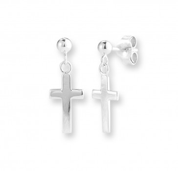 Sterling Silver High Polish Cross Earrings