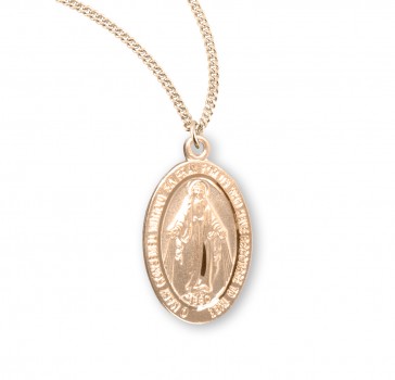 Gold Over Sterling Silver Oval Miraculous Medal