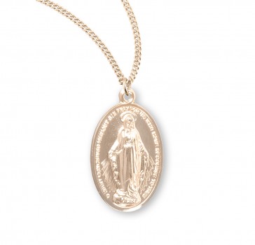 16kt Gold Over Sterling Silver Oval Miraculous Medal 18" Ch-Bxd