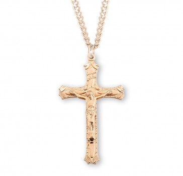 Gold Over Sterling Silver High Relief Crucifix