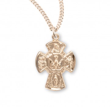 16kt Gold Over Sterling Sm 4-Way W/ Holy Spirit-18" Ch Bxd