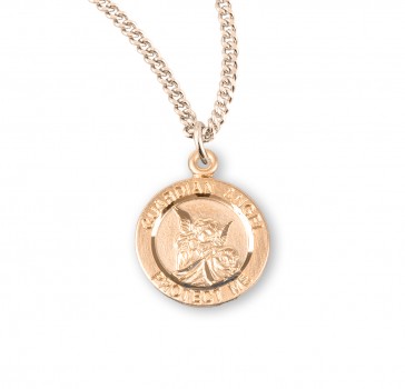 Guardian Angel Round Gold Over Sterling Silver Medal 