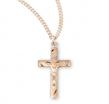 Basic Engraved Gold Over Sterling Silver Crucifix
