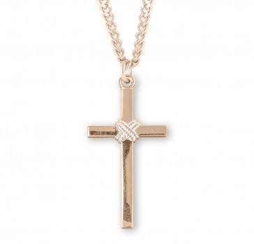 16kt Gold Over Sterling Tu-Tone Cross 24" Ch-Bxd