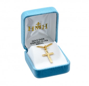 Gold Over Sterling Silver Star Burst Cross