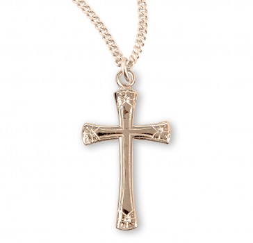 Flower Tipped Gold Over Sterling Silver Cross