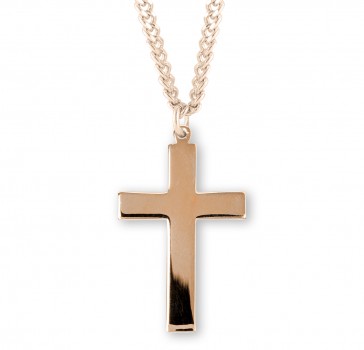 16kt Gold Over Sterling Silver Latin Style Basic Cross with High Polished finish 24" Ch-Bxd