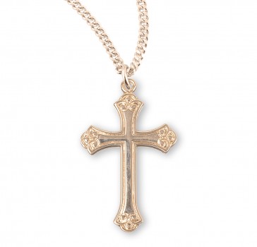 16kt Gold Over Sterling Med Fancy Cross 18" Ch-Bxd