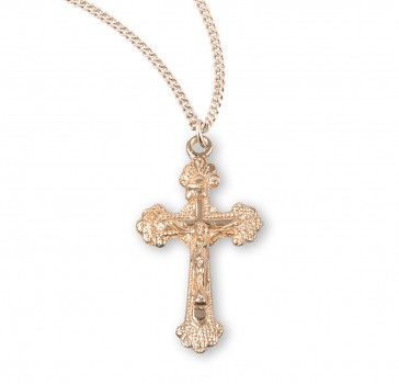 Fancy Engraved Gold Over Sterling Silver Crucifix