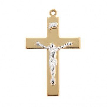 Gold Over Sterling Silver Two-Tone Crucifix-24" Ch-Bxd
