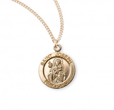 Patron Saint Joseph Round Gold Over Sterling Silver Medal