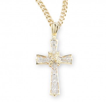 Gold Over Sterling Silver Crystal Cubic Zirconia Cross Pendant 