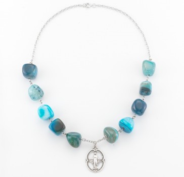 Blue Agate Bead Miraculous Necklace