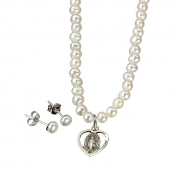 Freshwater Pearl Miraculous Necklace and Earring Set