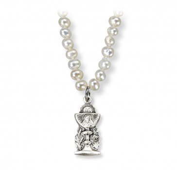Freshwater Pearl First Communion Necklace with a Sterling Silver Chalice Pendant