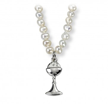 Freshwater Pearl Necklace with a High Polished Chalice Pendant