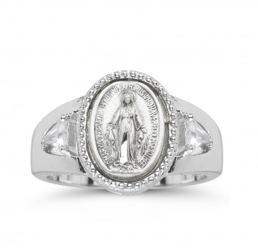 Sterling Mirac Ring w/Hand Set CZ Trillions Size 6-Bxd