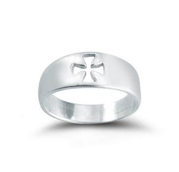 Sterling Silver Pierced Cross "Faith" Ring 