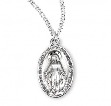 Sterling Silver Oval Miraculous Medal