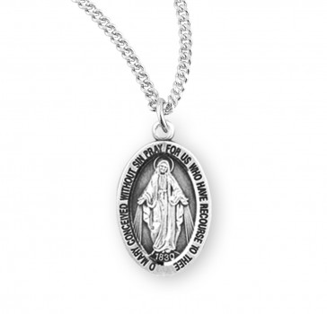 Sterling Silver Oval Miraculous Medal