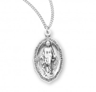 Sterling Silver Oval Miraculous 18" Ch-Bxd