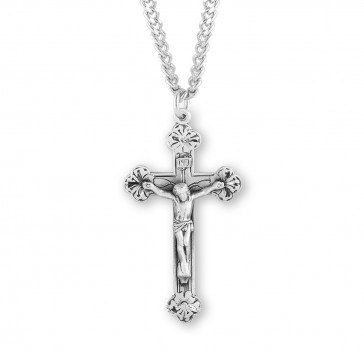 Sterling Silver Crucifix with Budded Flower Tips on a 24" Ch-Bxd