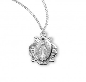 Sterling Silver Miraculous Medal in a Celtic Knot Frame w/ 18" Ch-Bxd