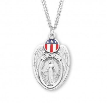 Navy Sterling Silver Enameled Miraculous Medal