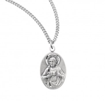 Sterling Silver Scapular Sacred Heart of Jesus  Medal 