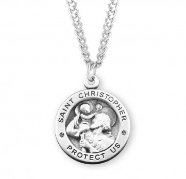 Sterling Silver Round St. Christopher 24" Ch-Bxd