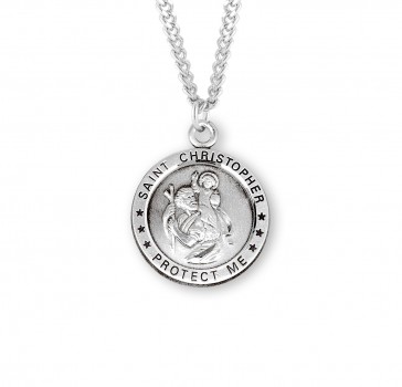 Sterling Silver Rd St Christopher-*24" Ch-Bxd
