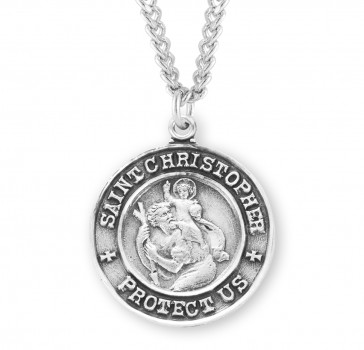 Sterling Silver Rd St Christopher/St Raphael Back 24" Ch-Bxd