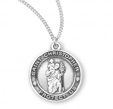Sterling Silver Rd St Christopher-*18" Ch-Bxd