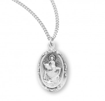 Sterling Silver Small Oval St. Christopher 18" Ch-Bxd