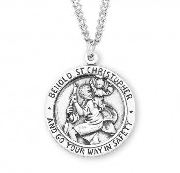 Sterling Silver Rd St Christopher 24" Ch-Bxd