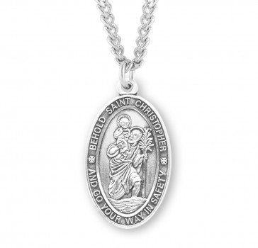 Sterling Silver Oval St Christopher 24" Ch-Bxd