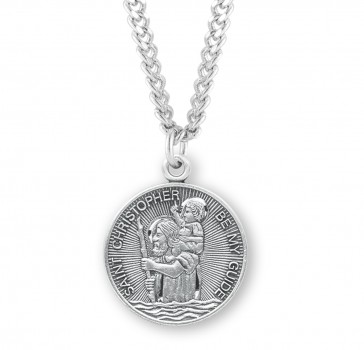 Sterling Silver Rd St Christopher 24" Ch-Bxd