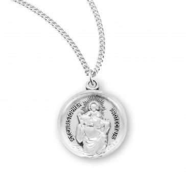 Sterling Silver Rd St Christopher 18" Ch-Bxd