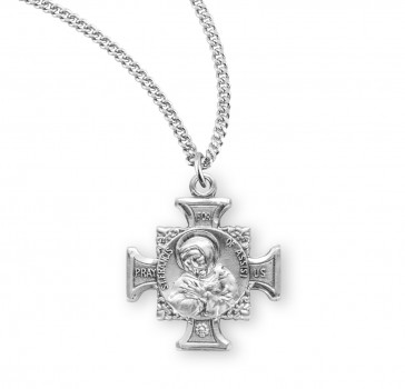 Saint Francis of Assisi  Sterling Silver Maltese Cross Medal 