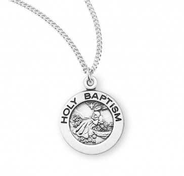 Holy Baptism Round Sterling Silver Medal