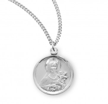Sterling Silver Small Round St Therese 18" Ch-Bxd