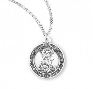 Sterling Silver Round St Michael 18" Ch-Bxd