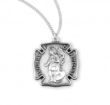 Sterling Silver Med St Florian Medal-*20" Ch-Bxd