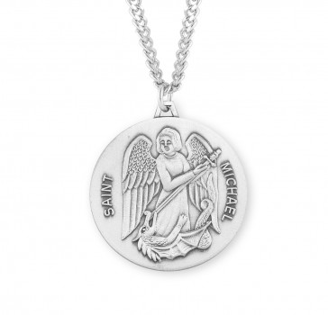 Saint Michael Round Sterling Silver Medal 